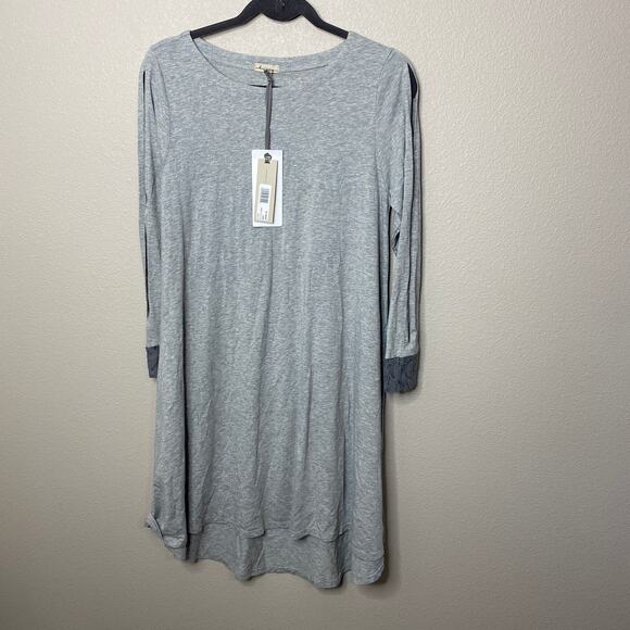 Mod-O-Doc Smoke Heather High Low 3/4 Sleeves Top - Picture 1 of 8